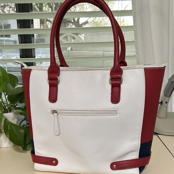 Vintage Charming Charlie Patriotic, Nautical ,Red White & Blue Shoulder tote bag - Picture 2 of 12